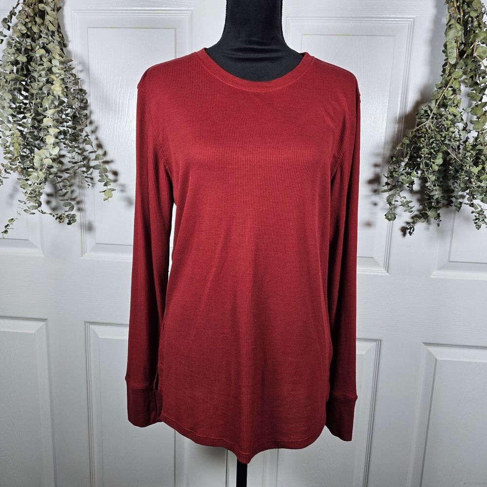Cuddl Duds Stetch Thermal Red Thumbholes Waffle Knit XL